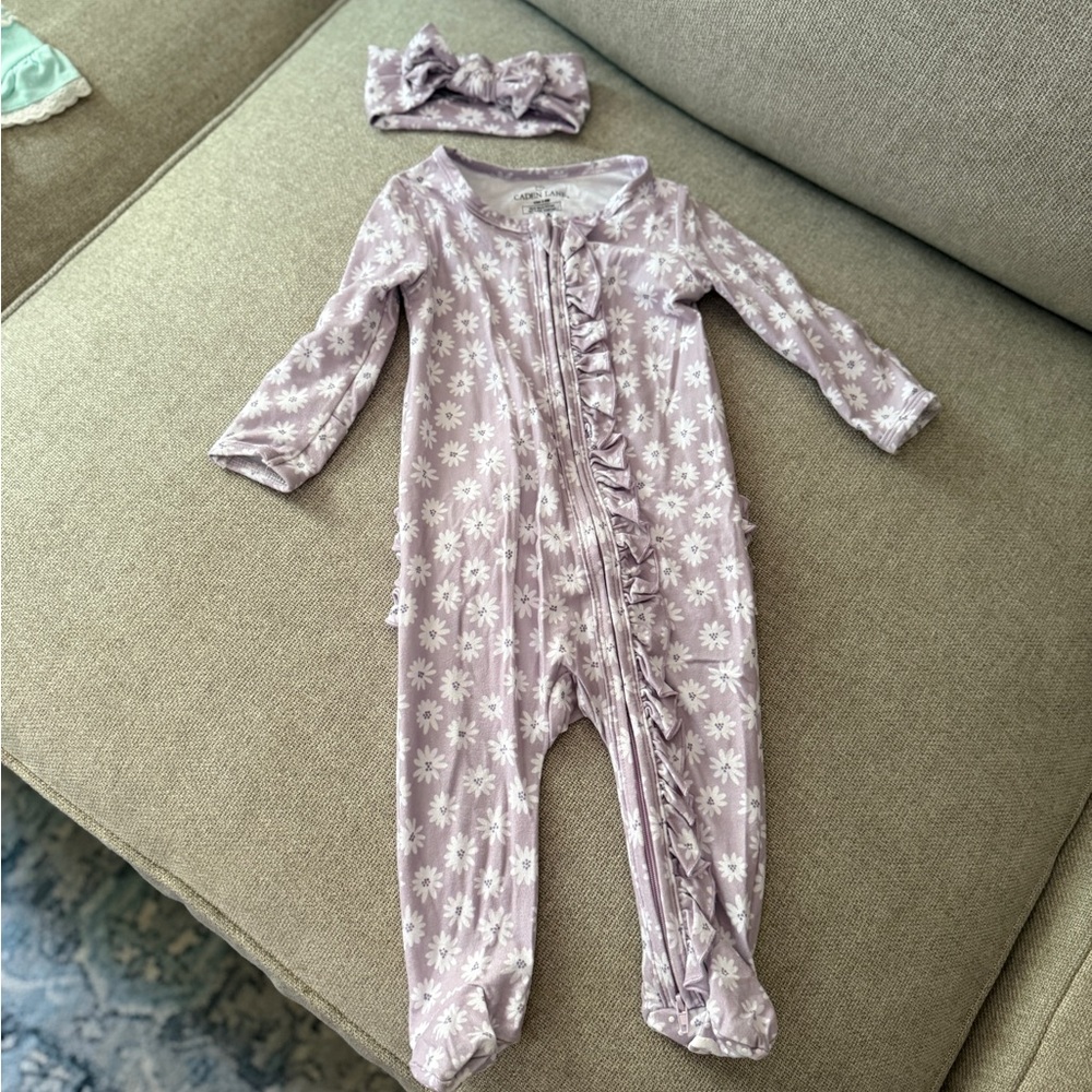 Caden Lane footie pajamas w/ bow